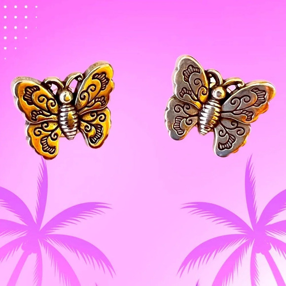 Brighton Butterfly Earrings Silver Stud. - Picture 1 of 4